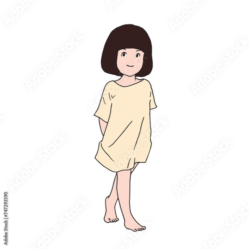 ナチュラルテイストな女の子（カラー・ベクター）