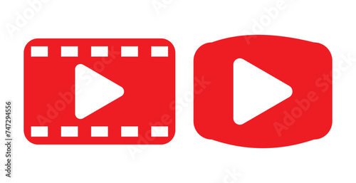 Play buton icon in circle line. Video streaming symbol vector, eps10