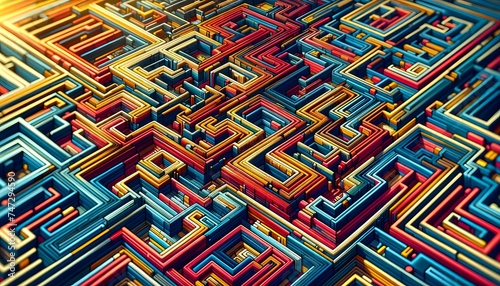 Maze Conception  A Play of Color in Complex Geometry