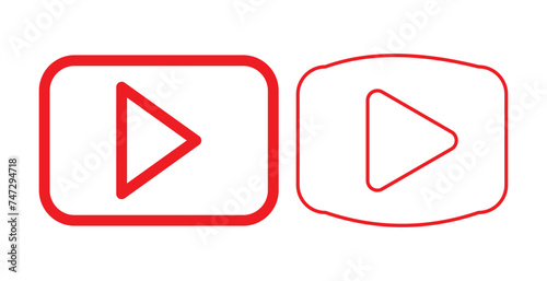 Play buton icon in circle line. Video streaming symbol vector, eps10