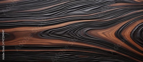 This close-up view showcases a wooden surface with intricate wavy lines, possibly made of ebony wood, perfect for decorating furniture or creating stylish home decor pieces. The natural beauty of the