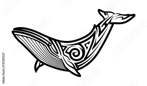 Tribal Whale tattoo vector.