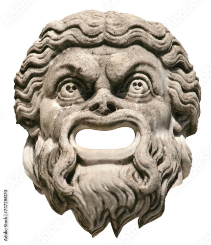 Ancient Greek theatre mask made of stone