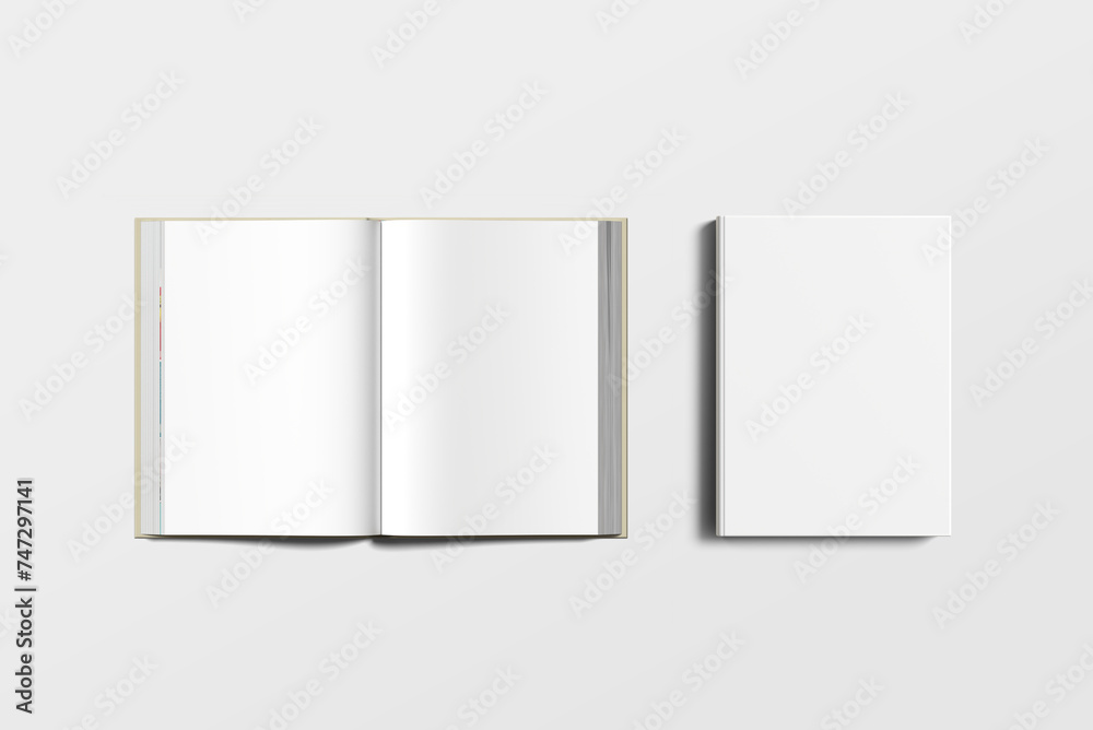 Realistic hard cover book mock up isolated on soft gray background. 3D illustrating. Realistic hard cover book mock up isolated on soft gray background. 3D illustrating.