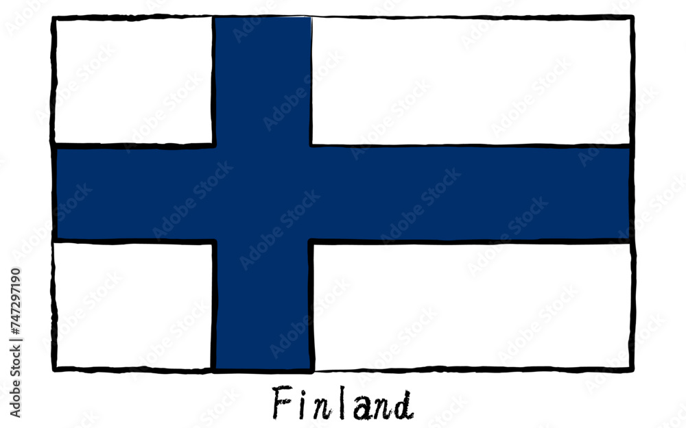 Naklejka premium Analog hand-drawn world flag, Finland