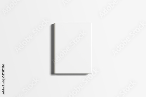 Realistic hard cover book mock up isolated on soft gray background. 3D illustrating.