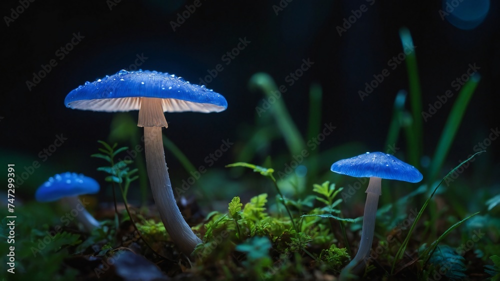 Fototapeta premium Magical View of Mushrooms in forest