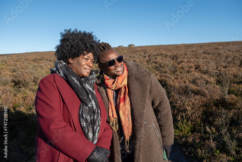 Portrait of two senior women in moorland