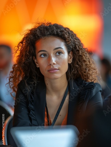 Woman Sitting at Table With Laptop