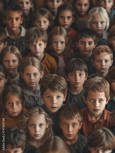 Large Group of Children Standing in Formation © hakule