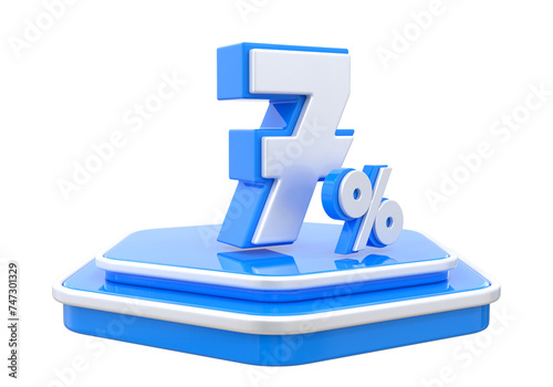 7 percentage off sale Promotion Podium Blue 3D 
