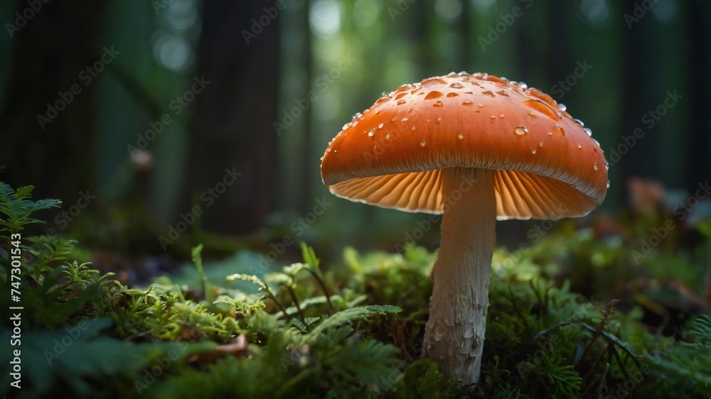 Fototapeta premium Magical View of Mushrooms in forest