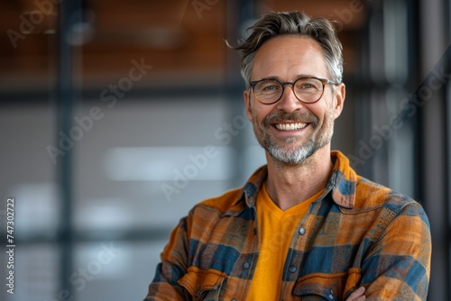 Smiling Man With Beard and Glasses