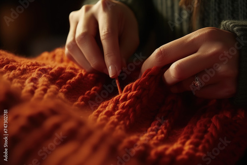 hands with knitting needles