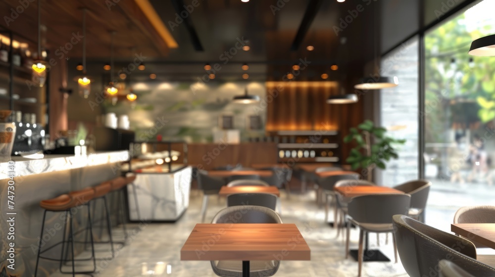 Cozy atmosphere: abstract blurred interior of a coffee shop or cafe perfect for backgrounds