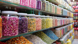 The shelves of the colorful e souq are overflowing with fragrant es herbs and dried fruits necessary for preparing special Ramadan dishes and treats.