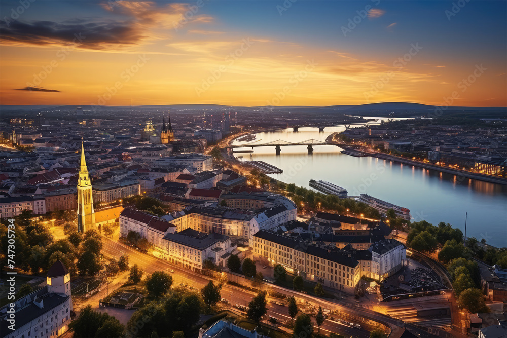 Bratislava city on background