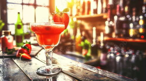 Red Daiquiri cocktail on bar counter © Kondor83