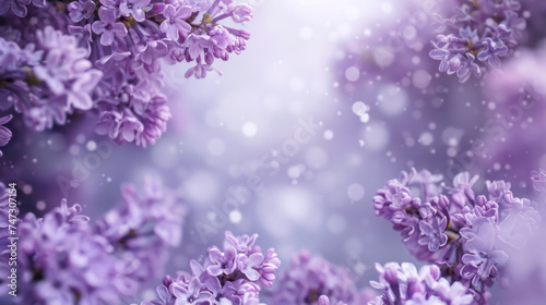 Beautiful purple lilac in bloom blur background design, Lilac wallpaper illustration with copy space 