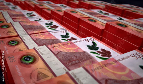Nicaragua cordoba money banknotes print 3d illustration photo