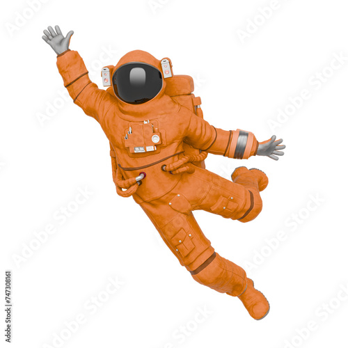 astronaut is jumping to the side