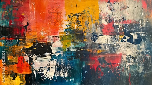 Abstract grunge background with red, orange, yellow and blue colors