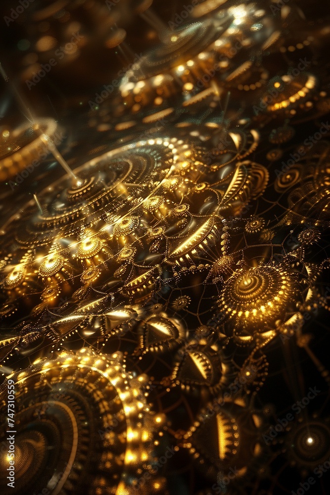Intricately designed golden cogs evoking both beauty and a sense of intrigue
