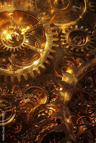 Exquisite and enigmatic golden cogs radiating a sense of beauty and mystery