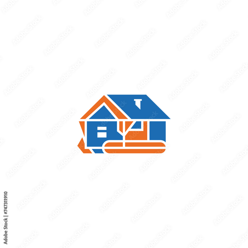 Excavator and house construction company logo design. Excavator and house construction company logo design.