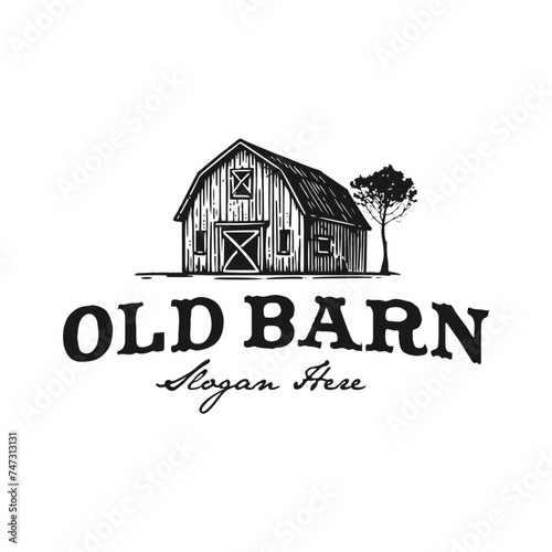 vintage logo old barn farm vector illustration