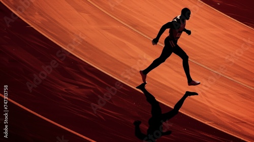 brunette person running on an athletics field in high resolution
