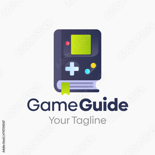 Game Book Logo Vector Illustration. Template Design Idea Combining Book and Game Boy Shape