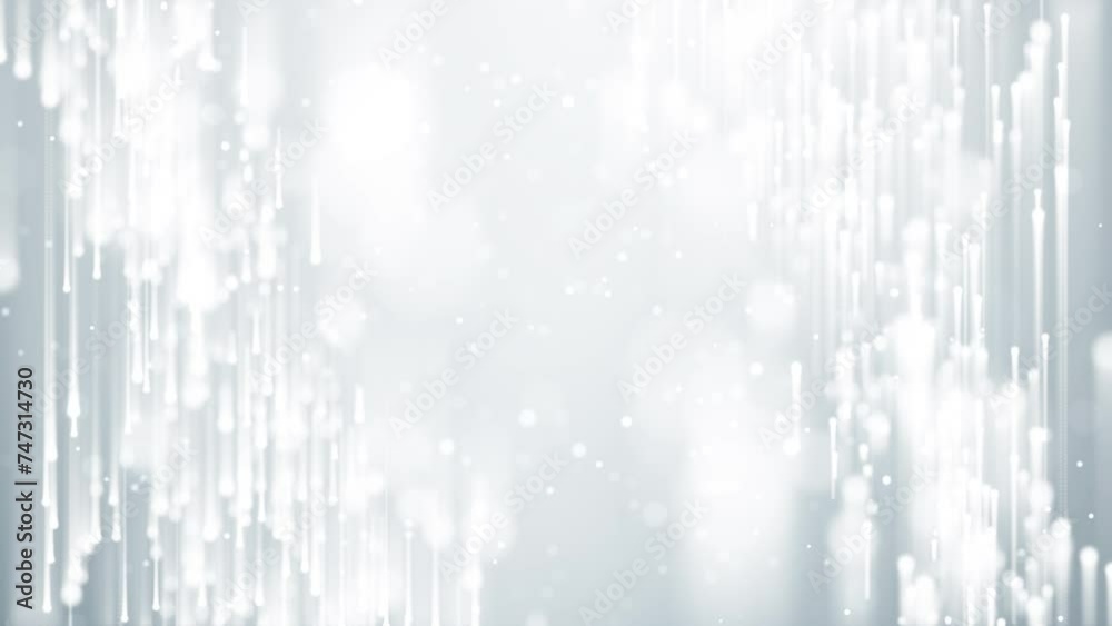 Wedding background. luxury white silver particle glitter elegant glowing light with bokeh dust particles motion video animated background.