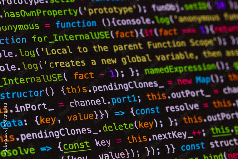 Developer screen with colored website programming code Developer screen with colored website programming code