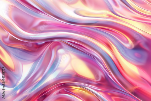 Iridescent chrome wavy gradient fabric abstract background