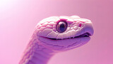 Close-up snake head, minimalism, light purple gradient background