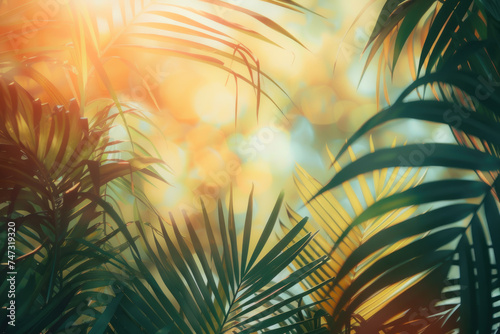 Tropical nature abstract background. Summer and environment concept. Generative ai. © tonktiti