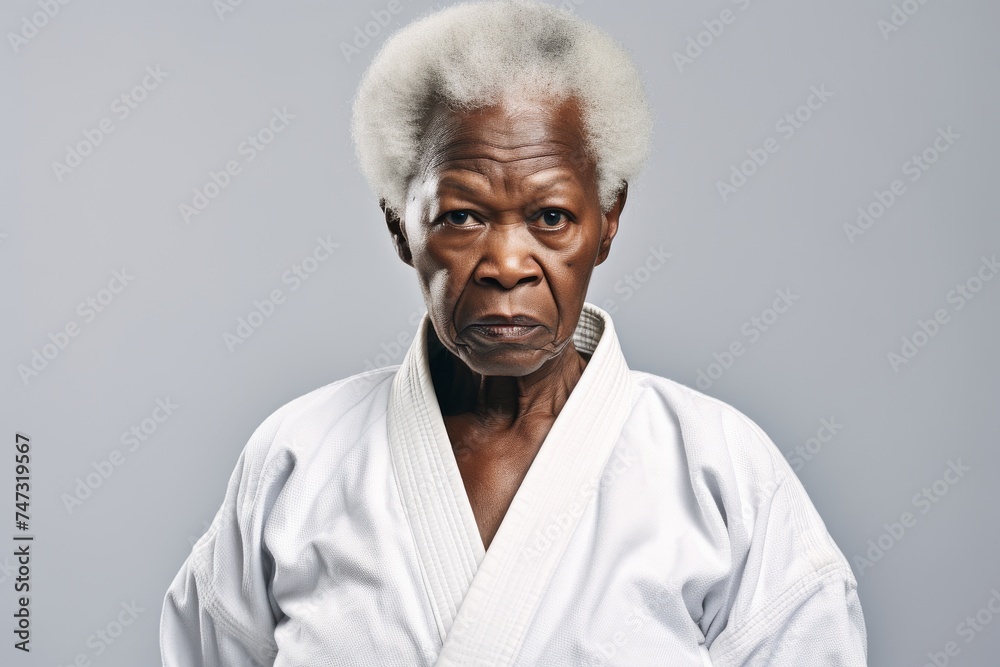 martial arts training as a determined karate Grandma displays a powerful expression, embodying the discipline and focus required for success. martial arts training as a determined karate Grandma displays a powerful expression, embodying the discipline and focus required for success.