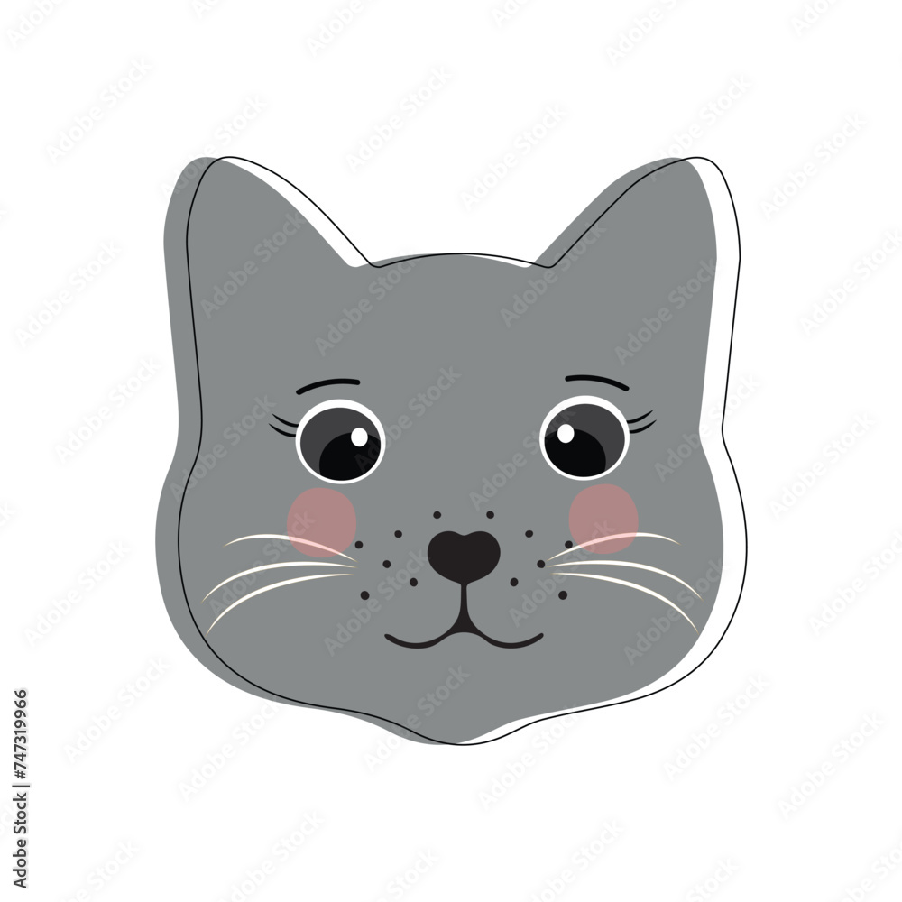 Cat pet head face icon, Vector illustration of funny cartoon cats, Cat face with various expressions and patterns vector illustration flat design.