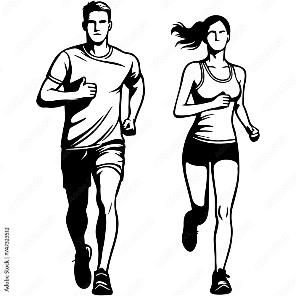 Man and Woman Runner Illustration.