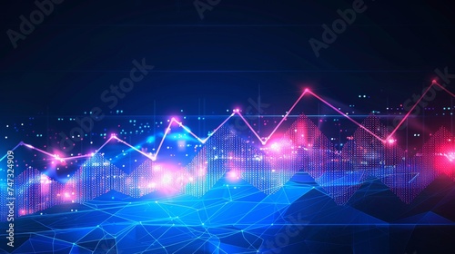 Abstract financial chart with uptrend line graph and stock numbers abstract illustration background