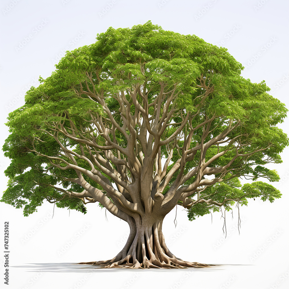 Banyan tree isolated on a white background Stock Illustration | Adobe Stock