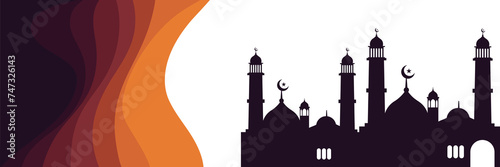 silhouette of a eastern mosque with gradient graphic vector illustration good for web banner, ads banner, booklet, wallpaper, background template, and advertising
