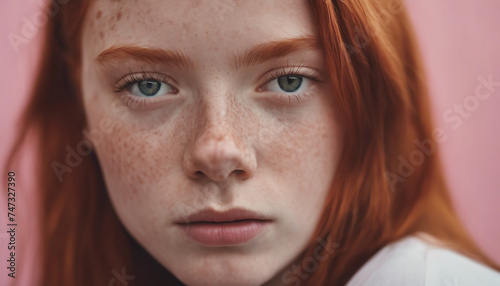 Contemplative Beauty: Redheaded Teenager with Freckled Skin © Abdulla