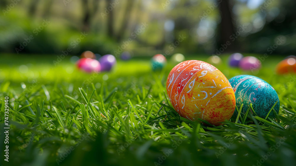 easter eggs in grass easter eggs in grass