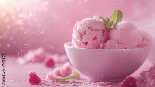  ice cream on pink background,ai