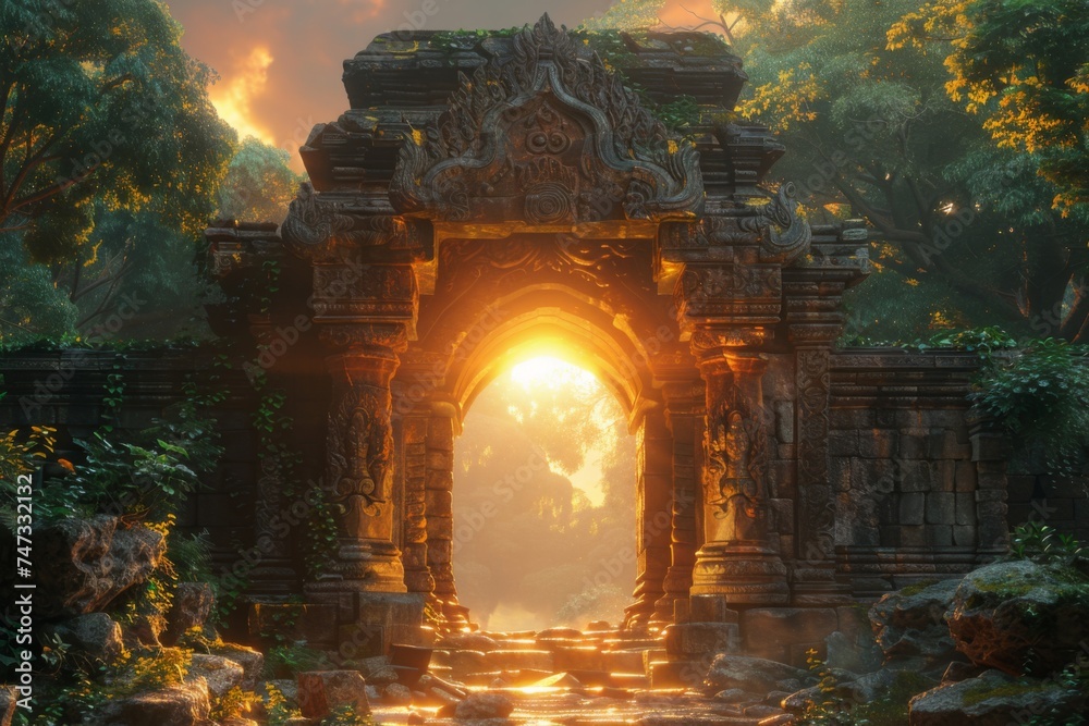 Obraz premium Heaven gates opening onto realms of unimaginable beauty where peace and serenity reign supreme