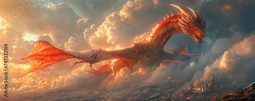 Legendary dragons soaring above ancient kingdoms their power unmatched and revered photo