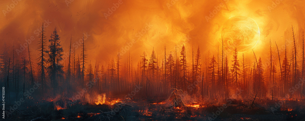 Ancient ecosystem recovery post eruption new life emerging sunrise glow Ancient ecosystem recovery post eruption new life emerging sunrise glow
