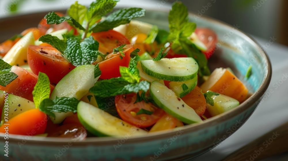 Mediterranean Naked Salad - Tomatoes, Cucumber, and Mint